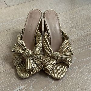 Loeffler Randall Gold Bow heeled slides